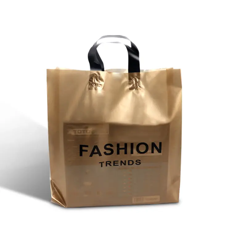 Yüksek kaliteli biyobozunur poli plastik yumuşak döngü kolu alışveriş ambalaj çanta ile özel baskı logosu
