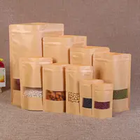 Eco-vriendelijke Zip Lock Verpakking Zak Verschillende Grootte Bruin Kraft Voedsel Papieren Zak Met Venster