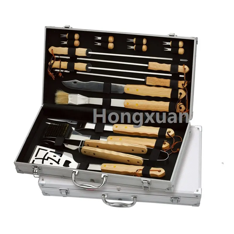 Populaire nouveau barbecue couverts couteau et fourchette 18 pcs bbq tool set made in China