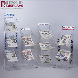 Bốn tầng trong suốt Acrylic sàn Tạp Chí giá nghiêng Thiết kế kệ sách hiển thị đứng cho Thư Viện Văn phòng Phòng chờ đợi phòng - Product Image 4