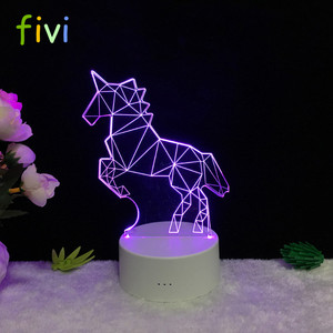 Lampe de Table 3D en forme de <span class=keywords><strong>licorne</strong></span>, lumière changeante entre 7 couleurs, luminaire décoratif d'intérieur, idéal pour un bureau, une chambre à coucher ou comme cadeau de noël pour enfants - Product Image 2