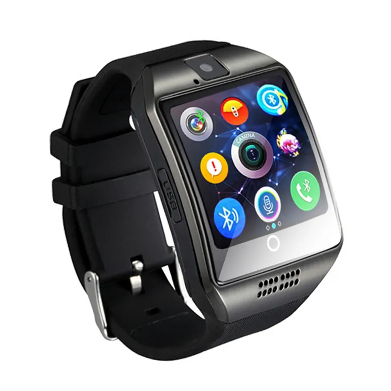 Stepfly kamera ile akıllı saat Q18 Facebook Whatsapp Twitter Sync SMS Smartwatch destek IOS Android için SIM TF kart