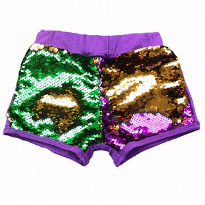 Mardi Gras Baby Reversible Sequin Shorts Summer Knit Girls Bloomer Shorts - Product Image 2