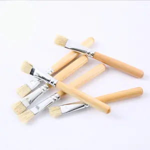 10cm Short Pole Wood Handle Bristle Hair Art Brush Children DIY Oil Paint Brush