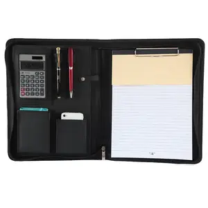 A4 Leather Cover Notebook File Folder Business Portfolio Document Holder