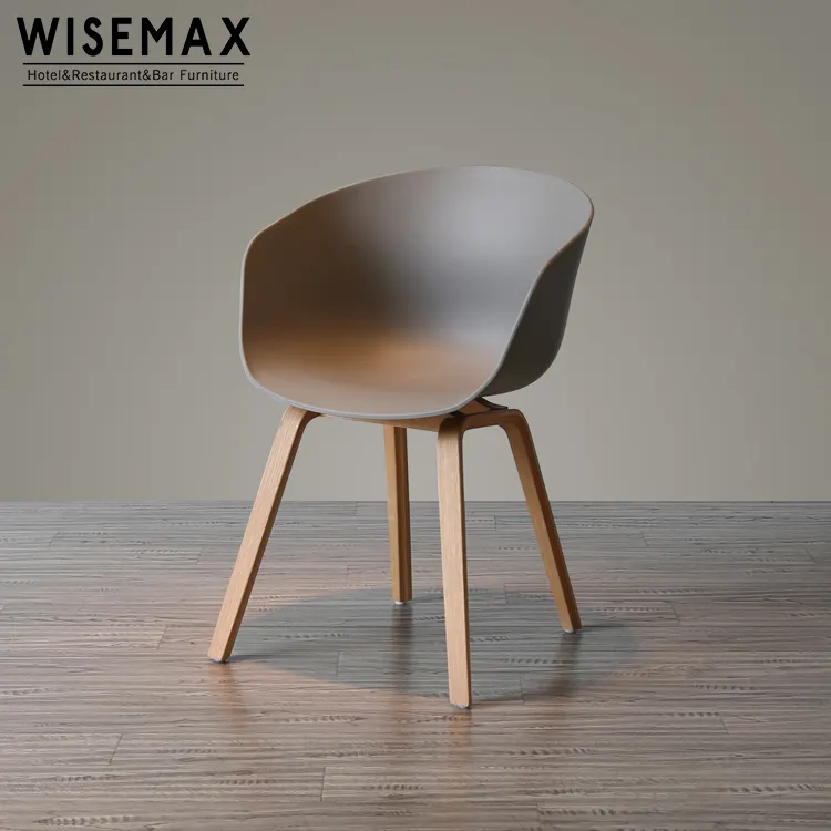 WISEMAX Modern Armchair PP Plastic Beech Solid Wood Leg Famous Dining Restaurant Chair for Cafe for Furniture Use