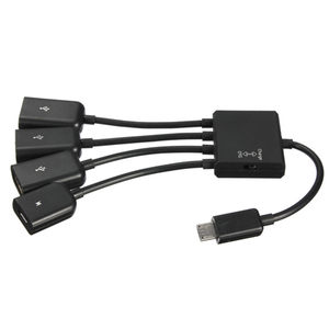 Micro USB To USB OTG Hub Cable Cord Adapter Connector Micro USB Host OTG 4 Port 4 In 1 Computer PVC Ce OEM Standard Stock Braid