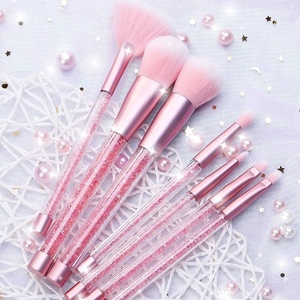 7 pièces haut de gamme Luxe en gros poils professionnels <span class=keywords><strong>Rose</strong></span> <span class=keywords><strong>rose</strong></span> étiquettes <span class=keywords><strong>irisé</strong></span> bas quantité minimale de commande Fashional poignée transparente pinceau de maquillage - Product Image 1