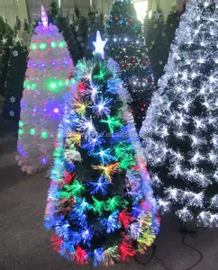 Fibre optique artificielle w, éclairage pour arbre de noël avec étoile supérieure