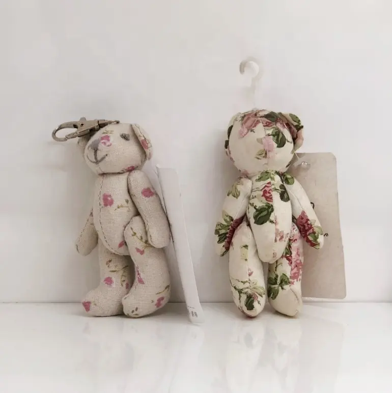 Mini Linie Baumwolle Teddybär Puppe Schlüssel bund Plüsch Joint Baumwolle Bär Schlüssel ring Geschenk