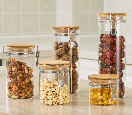 Glass Jar With Lids Kitchen Storage Canisters Glass Jar For Food Use