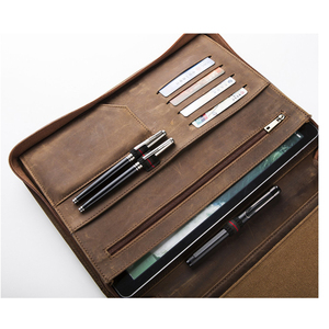 Binder-maletín con cremallera Padolio, elegante y gris, Cartera de cuero <span class=keywords><strong>PU</strong></span> con cremallera y bolsillos con asa y Bloc de notas rellenable - Product Image 4