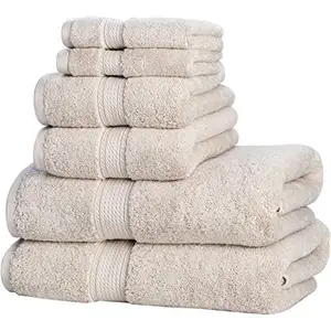 6 Piece Luxury Combed Cotton Bath Towel Gift Set - 2 BathTowel 2 Face Towel 2 Hand Towel