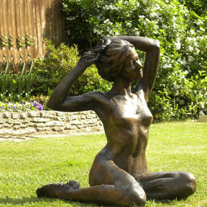 Jardín al aire libre vida tamaño bronce estatua de mujer desnuda - Product Image 1