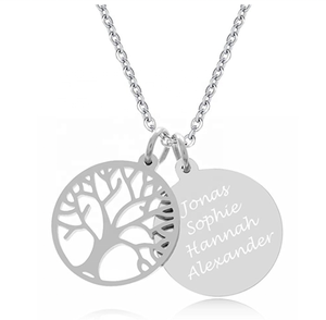 MECYLIFE 2 pièces Bijoux personnalisés Collier avec pendentif en forme de pièce de monnaie personnalisée Collier en acier inoxydable Arbre de vie - Product Image 6