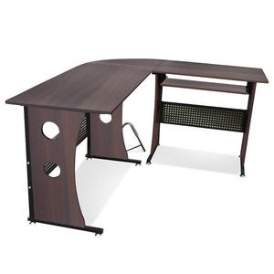 Esquina de oficina <span class=keywords><strong>Escritorio</strong></span> de computadora <span class=keywords><strong>en</strong></span> forma de <span class=keywords><strong>L</strong></span> de vidrio templado de 10mm y Marco de metal de madera - Product Image 2