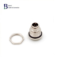 Conector Circular DIN M9 de 6 Pines Hembra para Montaje en Panel, IP67, Conector de PCB para Automatización Industrial, Terminales de Cobre y Nylon con Fijación Trasera