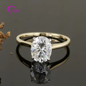 Solitaire anel Oval cut 6x8mm 1.5carat moissanite pedras 14k ouro amarelo anel de noivado