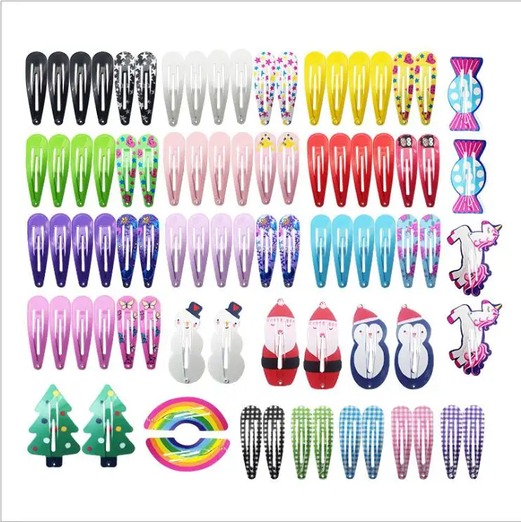 Neues Design Tier Obst Haarnadeln Cartoon Meerjungfrau Pferd Regenbogen Metall druck BB Clip Haars pange Set Für Baby Mädchen Kind Zubehör