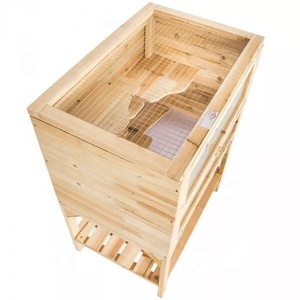 Cage à <span class=keywords><strong>hamster</strong></span> en bois à deux étages MSH-H002 avec espace de course, plateau en plastique écologique, motif animal - Product Image 3