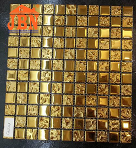 300x300 K-golden color luxury wall and floor crystal glass mosaic tile