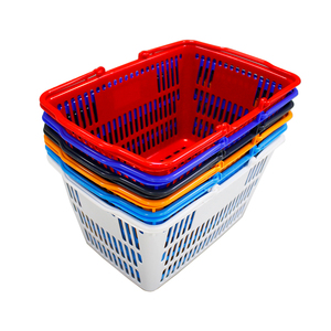 Supermarket handle plastic shopping baskets new PP materials wholesale
