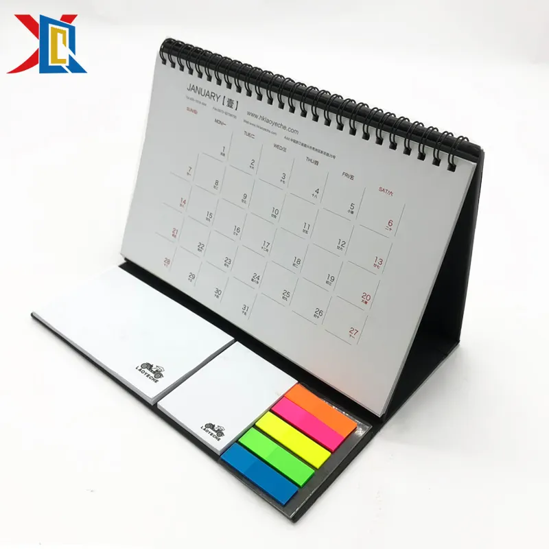 Custom Design In Cartone Mensile Calendario Da Tavolo di Stampa con Memo Note Pad