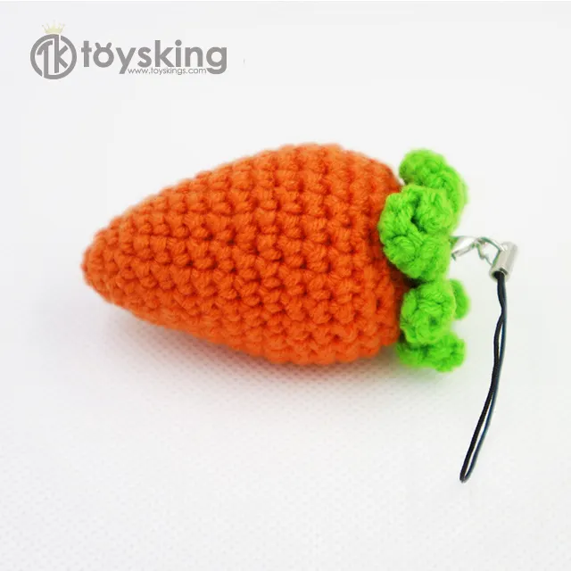 LLavero de juguete de zanahoria y vegetales rellenos, 100% algodón, ganchillo, Amigurumi, venta al por mayor