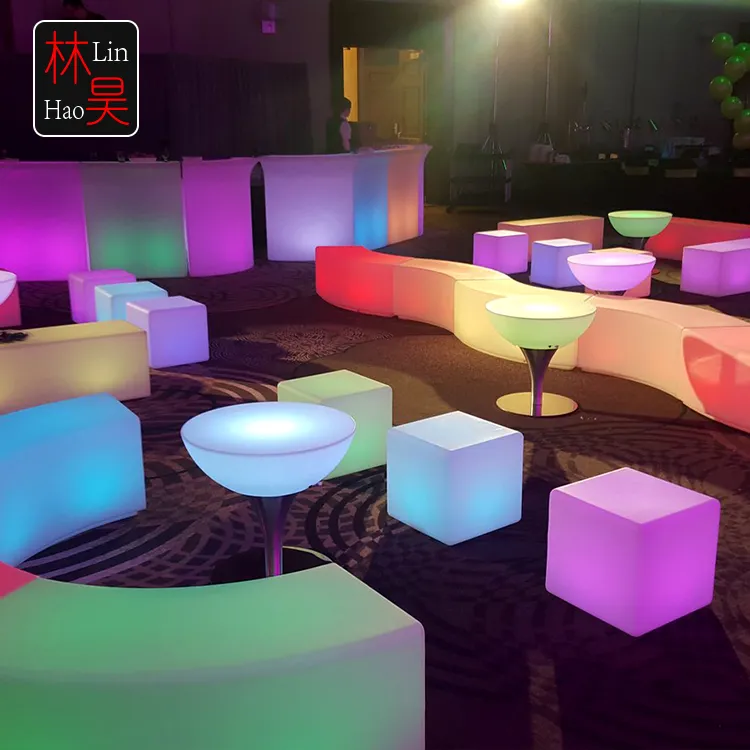 Table de bar interactive portable, ronde et incurvée, avec éclairage led, à usage Commercial, en plastique, pour cocktail