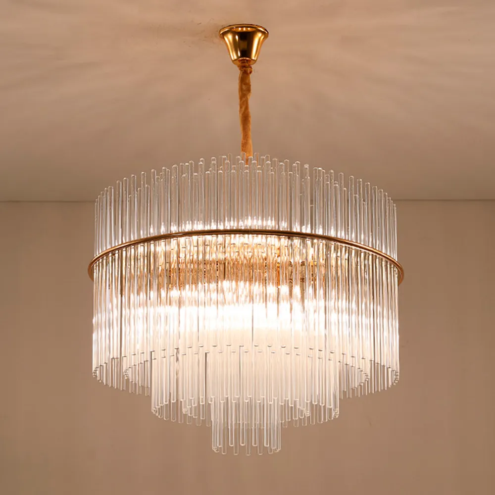 Moderno blanco tubo de vidrio lámparas de araña de cristal Hotel de lujo de la boda decoración de techo