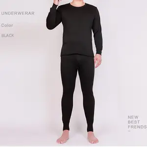 Wholesale Black Set Top & Bottom Fleece Lined Man's Long Johns Thermal Underwear