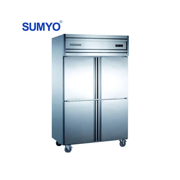 상업 스테인레스 스틸 더블 온도 직립 4 도어 주방 냉장고 및 냉동고 과일과 야채