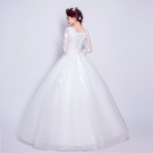 Abito <span class=keywords><strong>da</strong></span> sposa invernale <span class=keywords><strong>bianco</strong></span> Plus Size 3XL con fiori di pizzo tradizionale elegante - Product Image 3