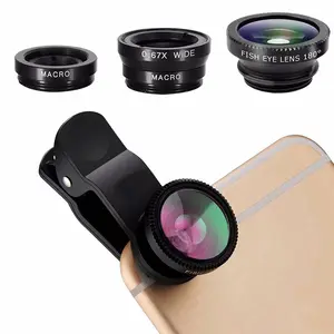 Hot clip on 3 in 1 kit mobile cell phone camera lens for iphone 7