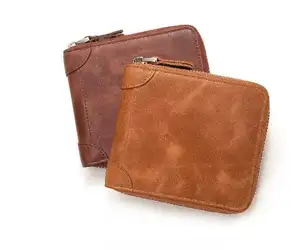 Vintage leather wallets mini wallet card case small men's coin wallets with logo