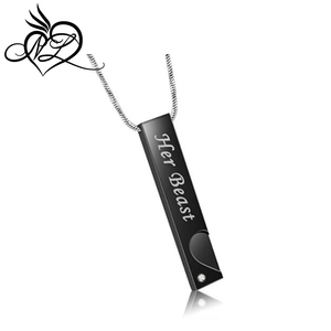 Collar de pareja de acero inoxidable, grabado láser, su <span class=keywords><strong>bella</strong></span>, su <span class=keywords><strong>bestia</strong></span> - Product Image 2