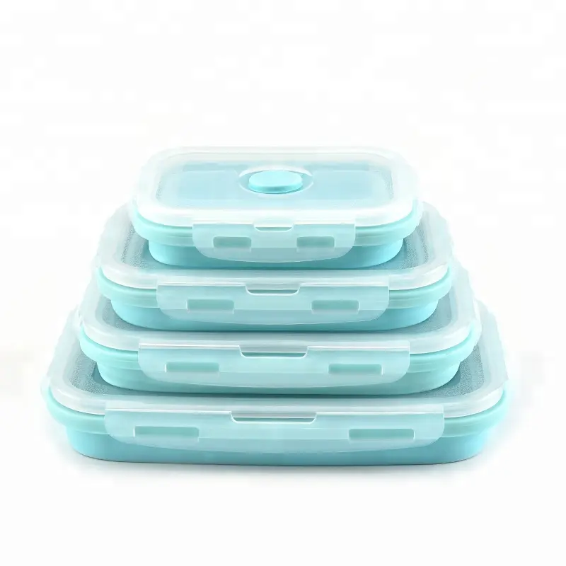 4 Miếng Mỗi Bộ Hộp Ăn Trưa Silicone Các Thùng Đóng Mở Container Lưu Trữ Hộp & Thùng Có Thể Gập Lại Container Thực Phẩm Cổ Điển Miễn Phí