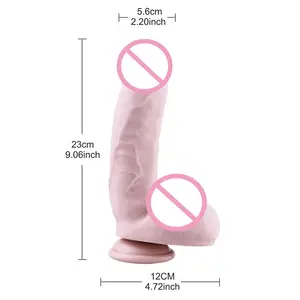 HISMITH 23厘米硅胶假阳具无臭大迪克现实软假阳具 5.6厘米 faloimitator 软阴茎成人性玩具为妇女