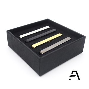 男性用シンプルブランクなめらかな真鍮ネクタイクリップタイピンセット-婚約 & ウェディングギフト - Product Image 3