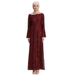 Wholesale Penuh Pola Renda Gaun Pengantin Lengan Panjang Gaun Pengantin Muslim