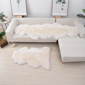 OGLAND Naturale Soffice Pelliccia Lunga di <span class=keywords><strong>Lana</strong></span> <span class=keywords><strong>Bianco</strong></span> Genuino Pelle di Pecora <span class=keywords><strong>Tappeto</strong></span> 2x6, singolo Pelt Autentica di Lusso Della Pelliccia coperta di Zona - Product Image 3