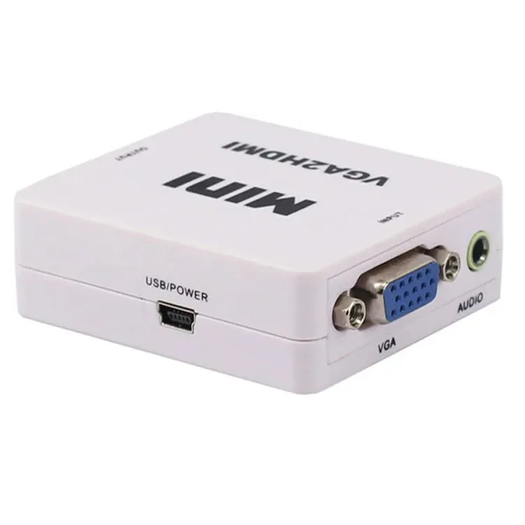 Conversor vga para hdmi, 1080p full hd mini vga para hdmi, conversor de vídeo e áudio, caixa adaptadora com cabo usb e cabo de áudio 3.5mm