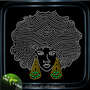 Strass thermocollants motif cristal pour transfert à chaud, motif Afro Girl rose, pour permanente capillaire, brillants, dos plat rond, 12/10 facettes - Product Image 4