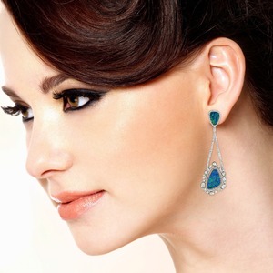 Allanar diamantes Australia ópalo cuelga los pendientes joyería de las mujeres - Product Image 3