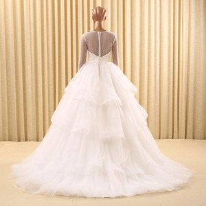RSM66157 ruffler layeres boda de la falda vestido de la muchacha larga de mangas de <span class=keywords><strong>organza</strong></span> vestido de novia - Product Image 2