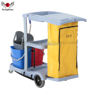Multifunctionele Ziekenhuisschoonmaakwagen Hotel Huishouding Plastic Schoonmaak Conciërge Kar Groothandel Kar Met Twee Emmers Dweil Wringen - Product Image 4
