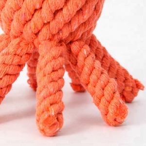 Obral besar grosir mainan anjing buatan tangan tali buatan tangan bentuk gurita lucu Tiongkok mainan kunyah anak anjing tali rajut - Product Image 6
