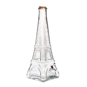 50 ml 200 ml 350 ml Usine pas cher prix tour eiffel en forme de <span class=keywords><strong>vin</strong></span> bouteille en verre bouteilles de jus avec bouchon en liège - Product Image 1