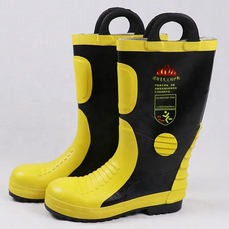 Botas de seguridad de goma para bombero, con protección de suela de acero, aprobado por la CE