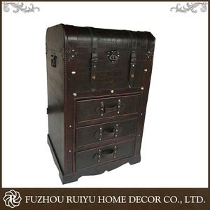 Wholesale 100% Solid Wood Retro Craft Product Large Classic Wooden Trunk <strong>Brown</strong> <strong>Storage</strong> <strong>Box</strong> for Wine With Handle - Product Image 3